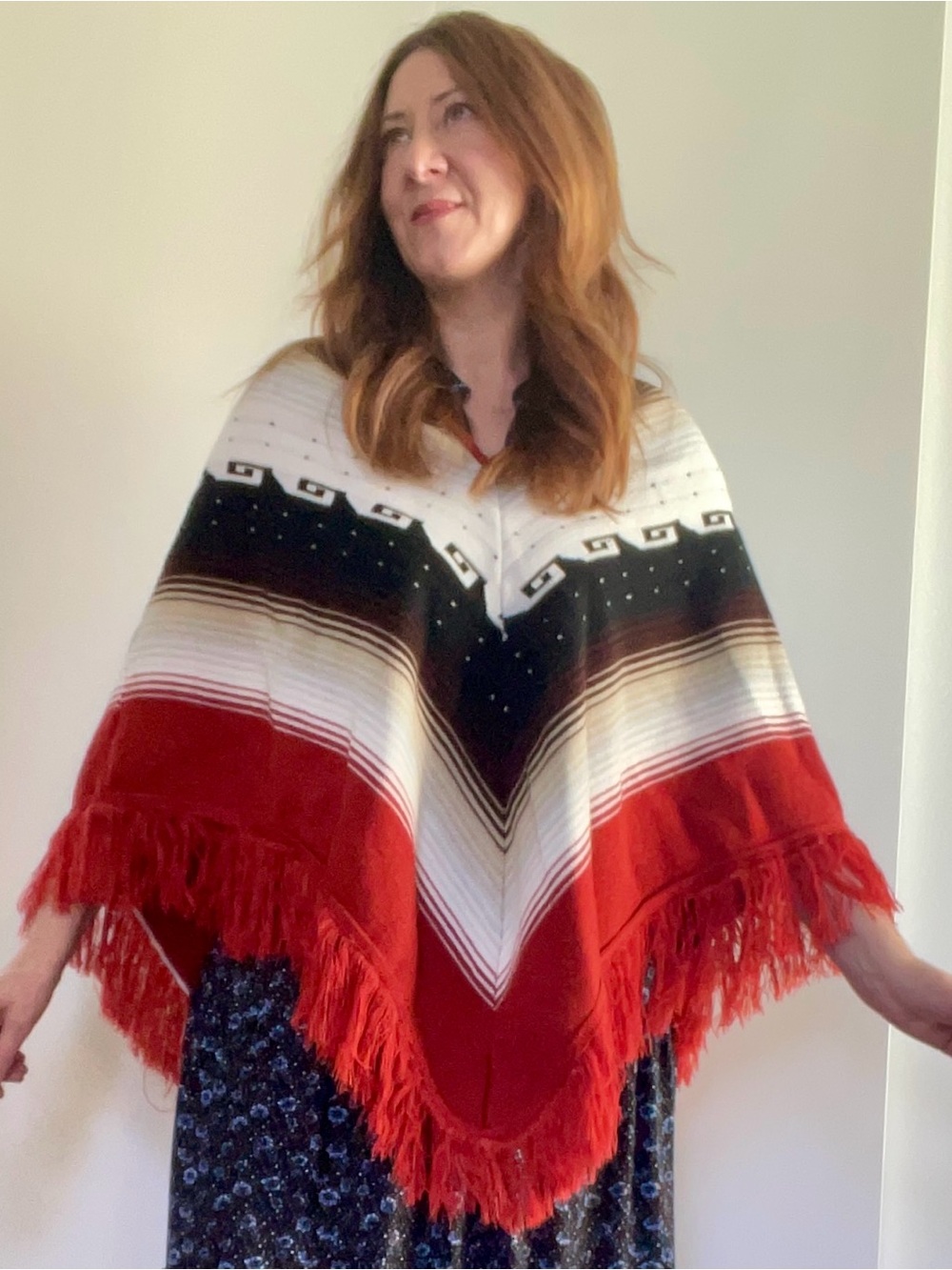 Vintage 1970s Poncho with Fringe